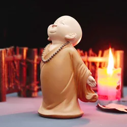 Charming Little Monk Resin Figurine - Whimsical Home and Office Decor (F)