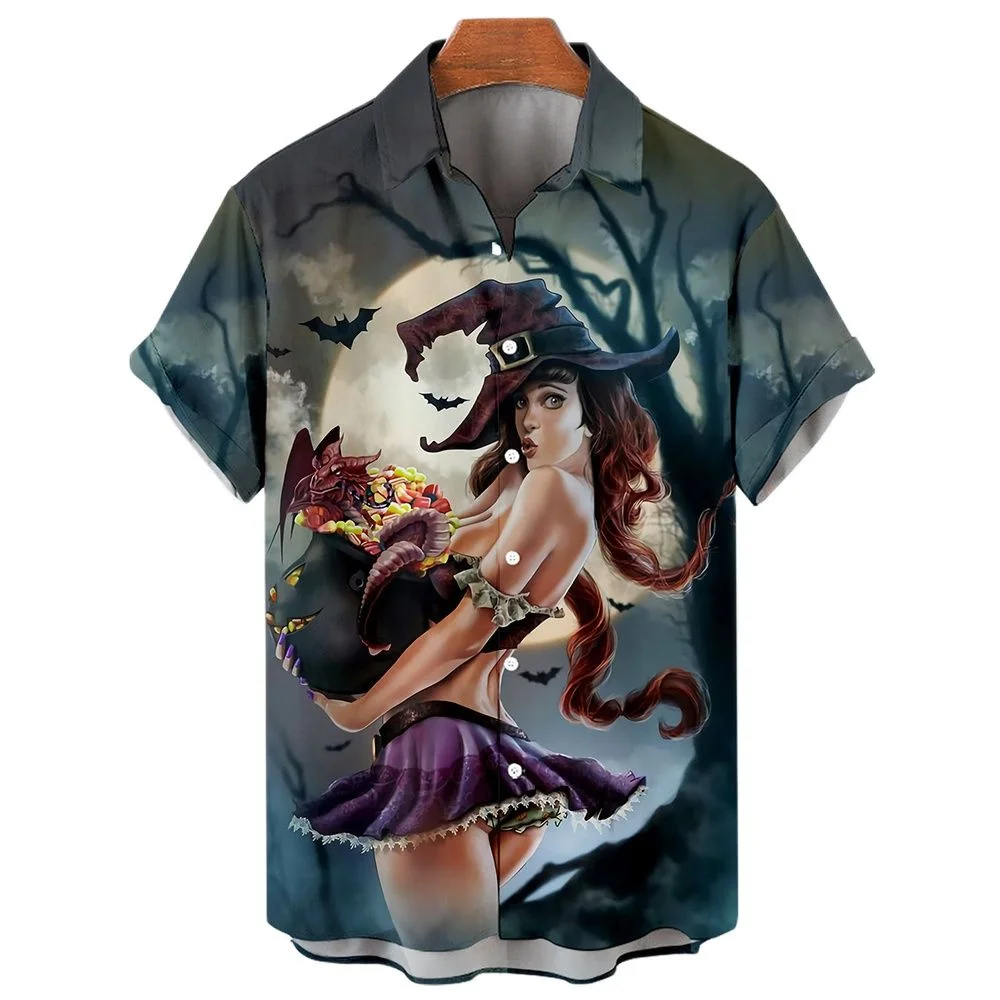 

Unisex Halloween Shirts Family Parent-child Shirts 3d Festival Costumes Male Clothes Street Fashion Tops Hawaiian Shirts Man