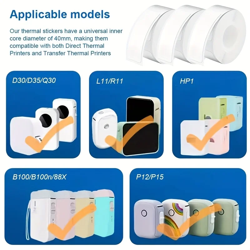 12x40mm 15x30mm White Gap Label Paper fit for P12 P15 Q2 D30 Q30 Label Maker Waterproof Self Adhesive Thermal Printer Sticker