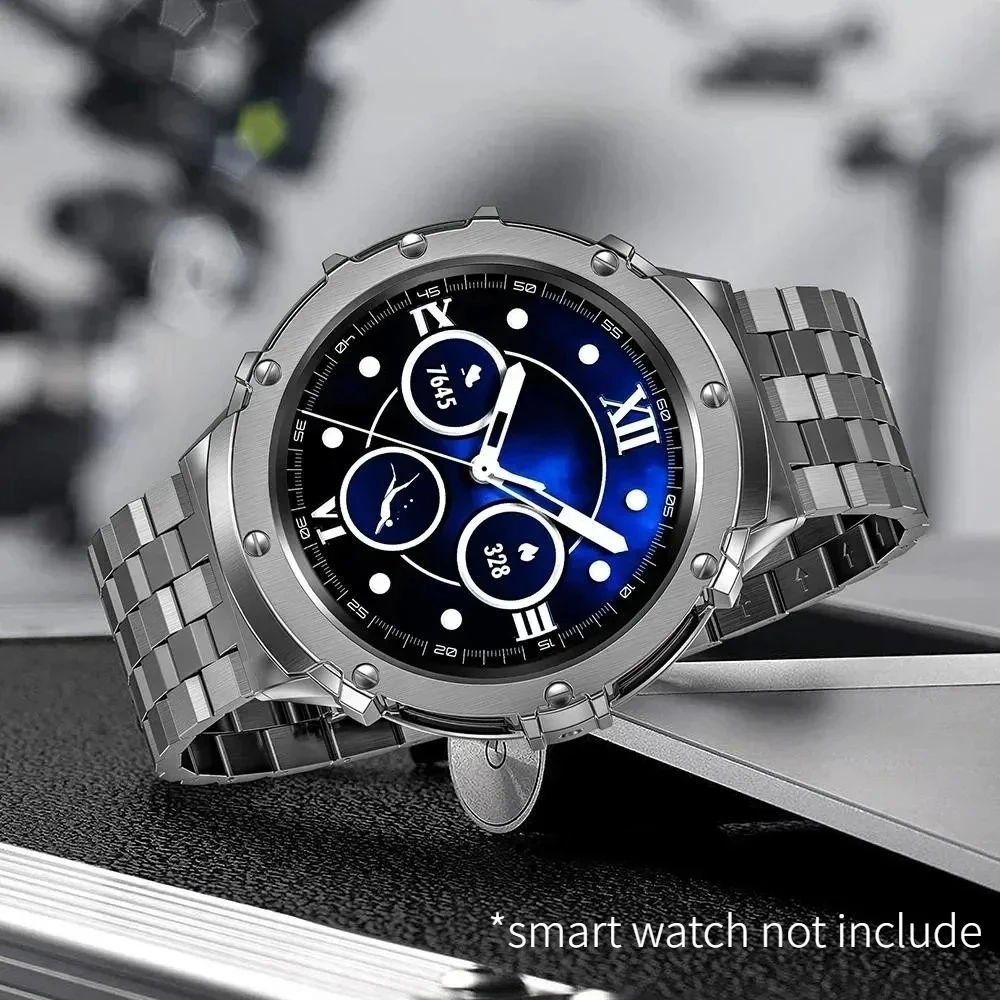 Sleek Stainless Steel Watch Band and Protective Case Bracelet Accessories