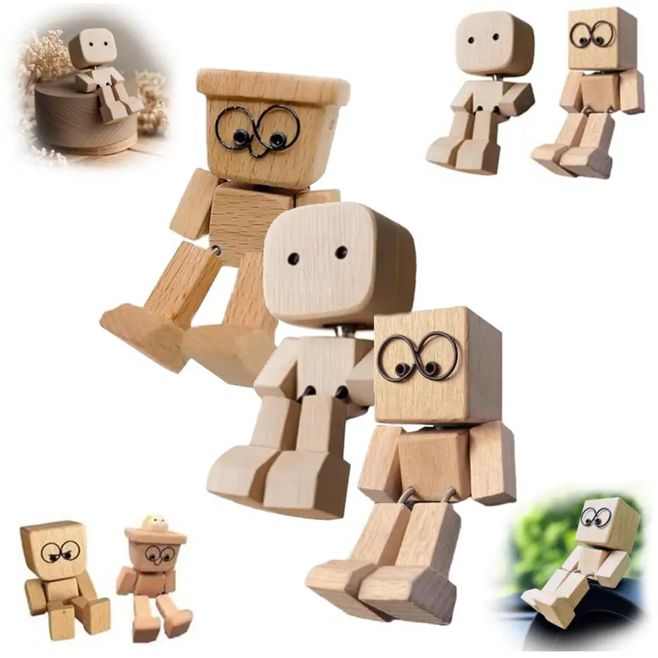 Shaking Wooden Man - Wackelnde Holzfigur Für Auto, Schreibtisch & Deko