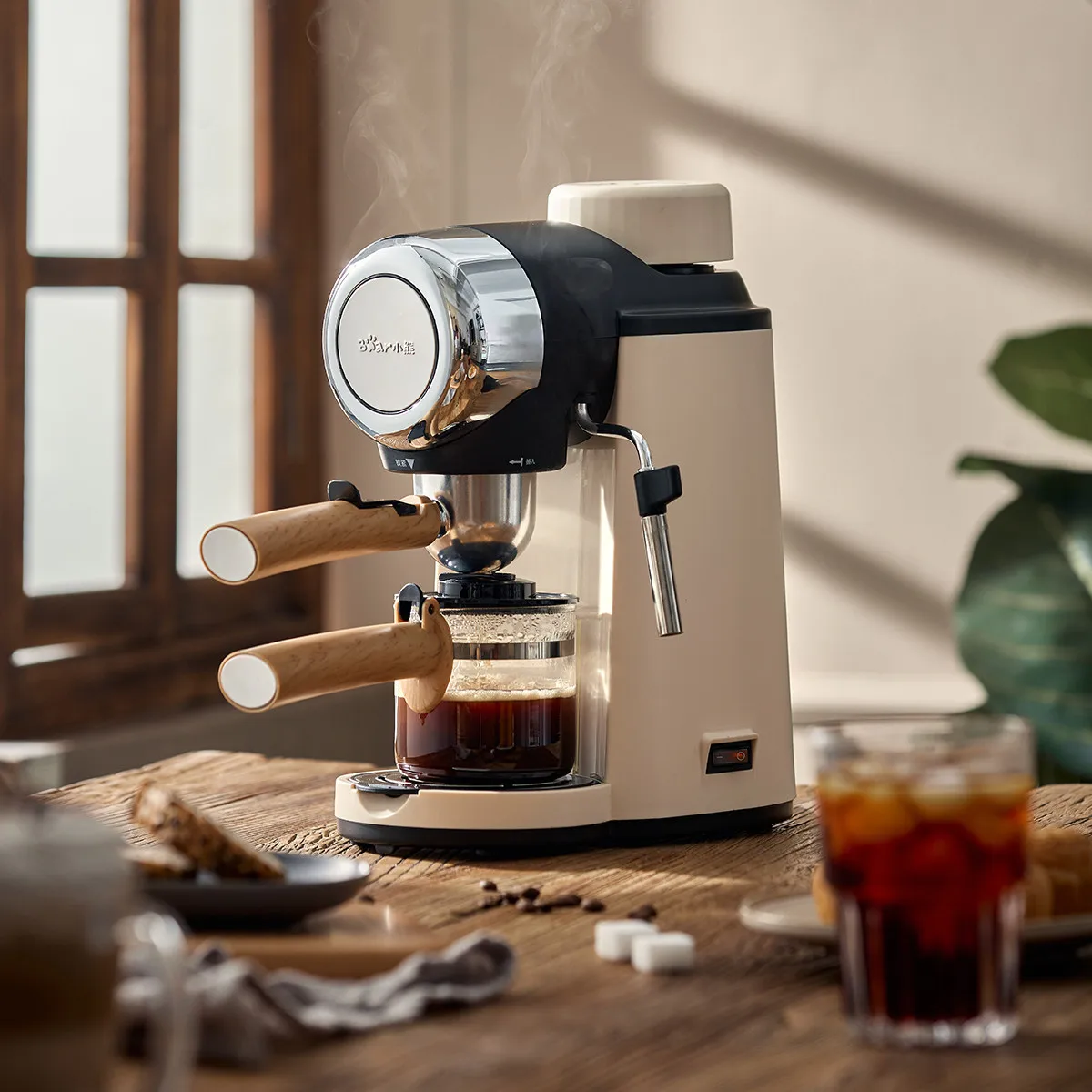 Bear KFJ-A02R2 Italian Coffee Machine Household Small Semi-automatic Office Extraction Brewing Coffee Pot 2