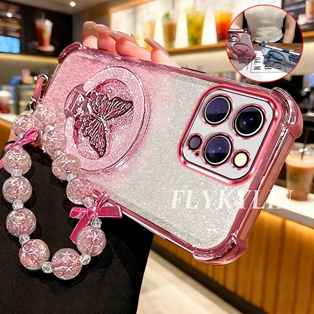 Pearl Bracelet Shock Absorbing Protective Shell with Butterfly Bracket