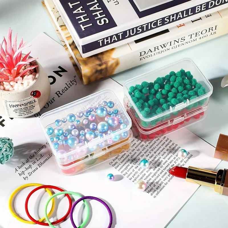 5-30 pezzi cubo mini scatola di immagazzinaggio perline trasparenti contenore per gioielli custodia quadrata in plastica pulsante fai da te confezione per nail art organizzatore portatile  36