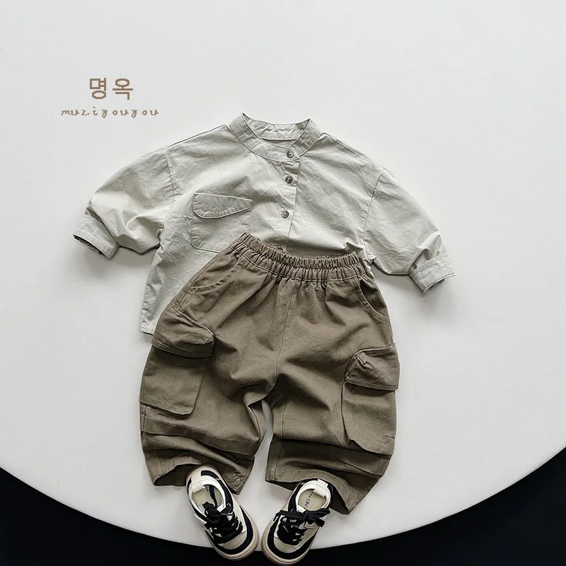 Spring New Children Versatile Shirts Coat Baby Cotton Long Sleeve Tops Girl Boys Casual Single Breasted Jacket Kids Clothes