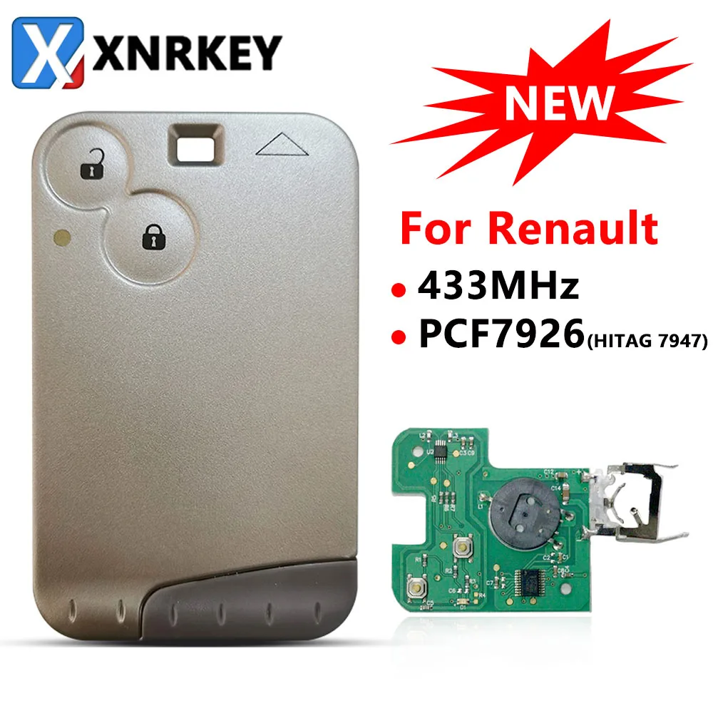 XNRKEY 2 Button Smart Key Card PCF7926 Chip 433Mhz for Renault Laguna Remote Car Key Without Without Words car remote key,car key