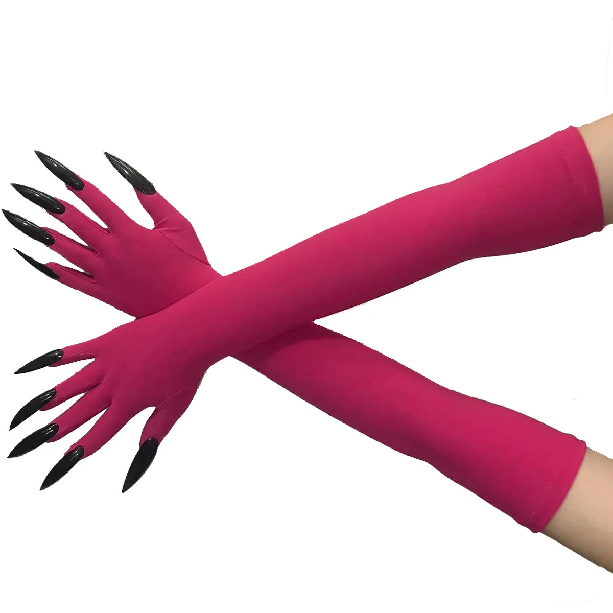 Halloween Ghost Claw Gloves - Cosplay Dress Up with Black Long Nails