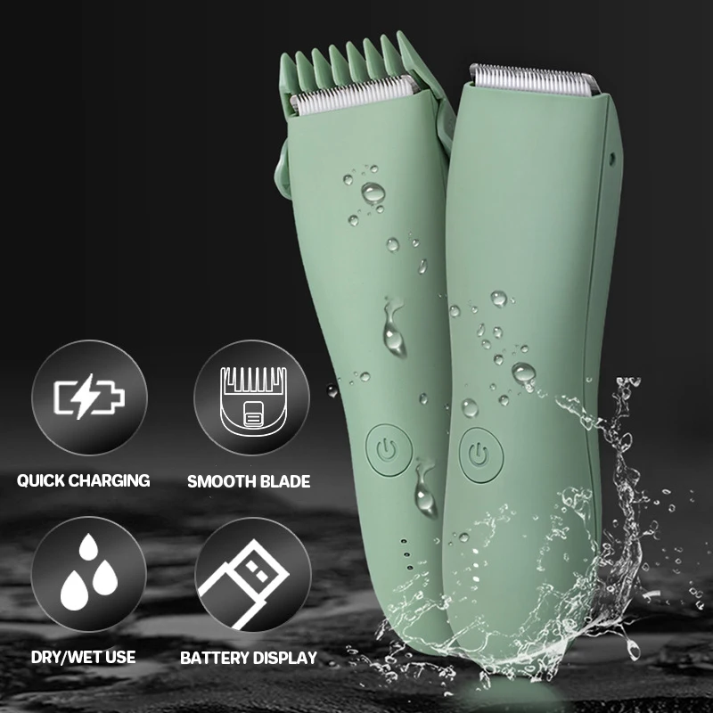 Body Hair Trimmer for Men Balls Waterproof Green Electric Shaver Trimmer Machine for Man Shaving Groin Trimmers Sensitive Areas