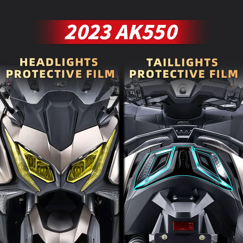 Used For KYMCO AK550 2023 Years Motorcycle Headlight And Taillight A Set Of Transparent Protective Film Yellow Lamp Film rubberized pc tpu protective case for samsung galaxy buds live yellow