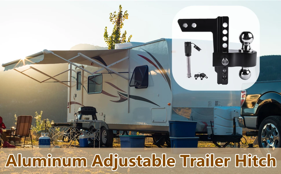 Black Aluminum Adjustable Trailer Hitch