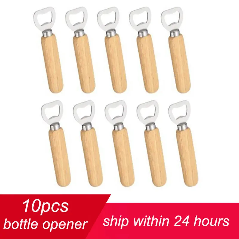Wine Opener 10Pcs/Set Bartender Bottle Rubber Wood Handheld Beer Soda Glass Cap for Home Kitchen Bar | Дом и сад