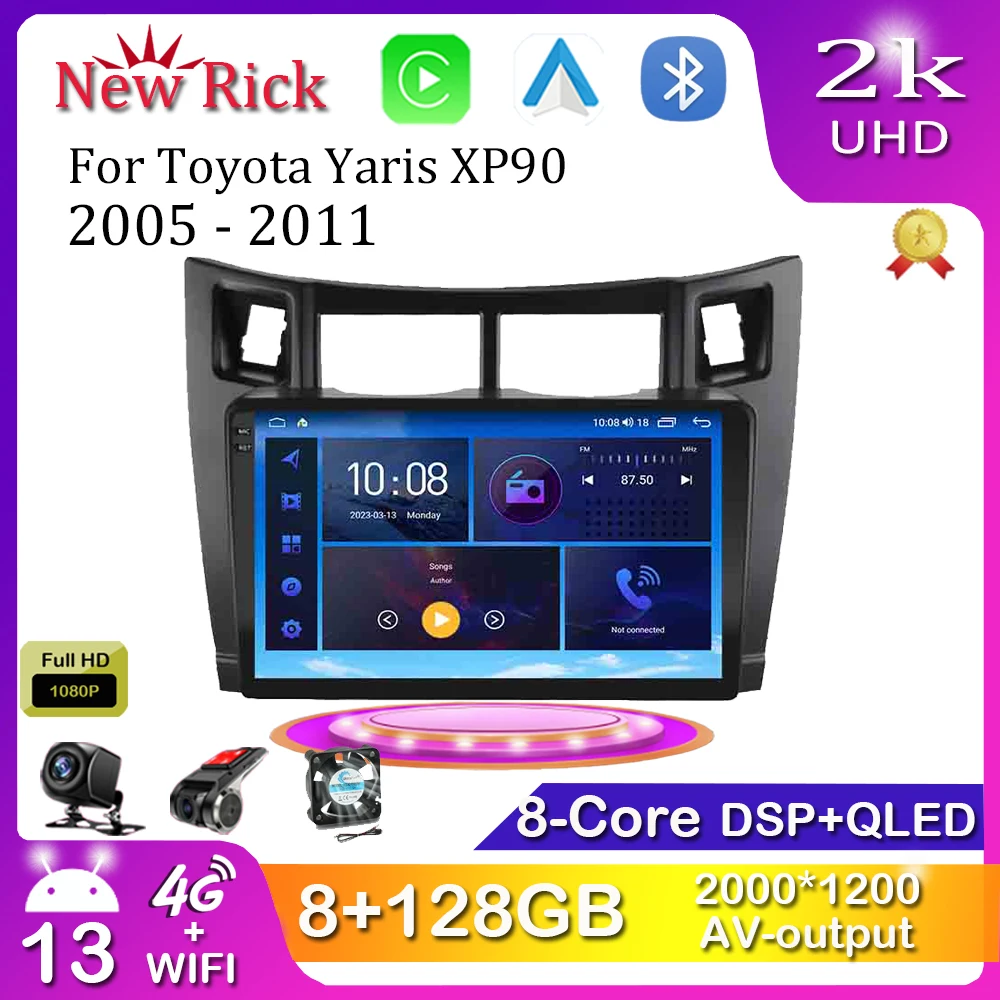 

Android 12.0 For Toyota Yaris XP90 2005 - 2011 Multimedia Player Auto Radio GPS Carplay 4G WiFi DSP Bluetooth