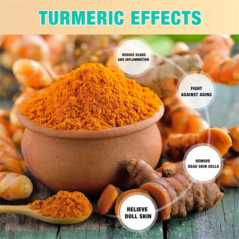 Description Picture 5 of item120gTurmeric Clay Mask Facial Cleaning Pores Dirt Acne Blackhead Anti-Acne Remove Deep Cleansing Oil control Whitening Skin Care