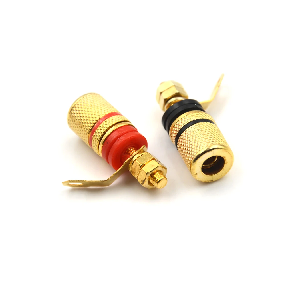

4pcs Socket Professional Binding Post Nut Banana Plug Jack Connector Nickel Plated For 4mm Banana Plug Red&Black