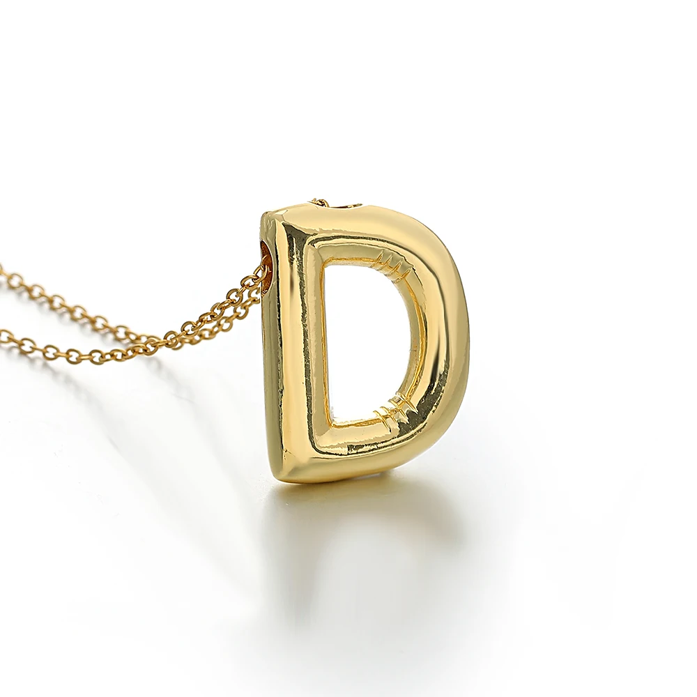 AENSOA Gold Plated Chunky Alphabet Balloon Necklace