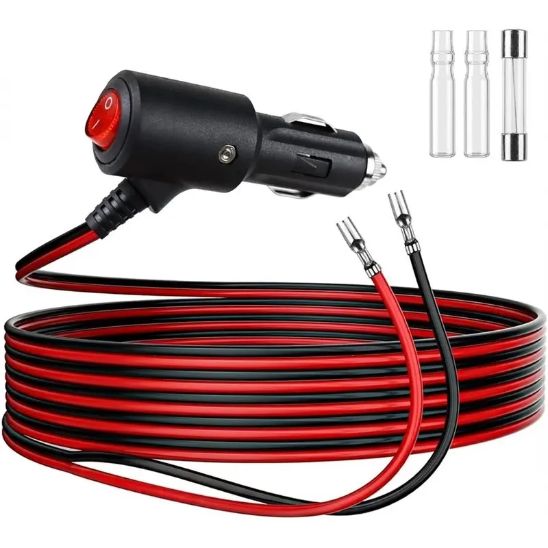 스위치가 있는 시가 라이터 플러그 2M 연장 케이블 12V/24V 16AWG 구리선..