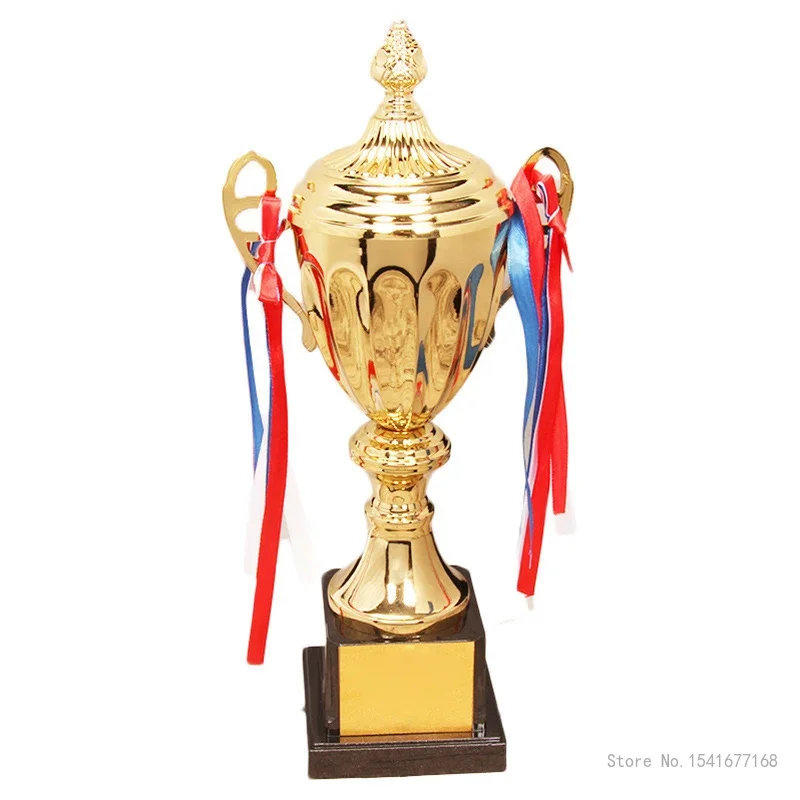 Customizable Champions Trophy, Contest Commercial Covered Metal Football Trophy Medal Souvenir Cup, Plastic Base, 1Pc