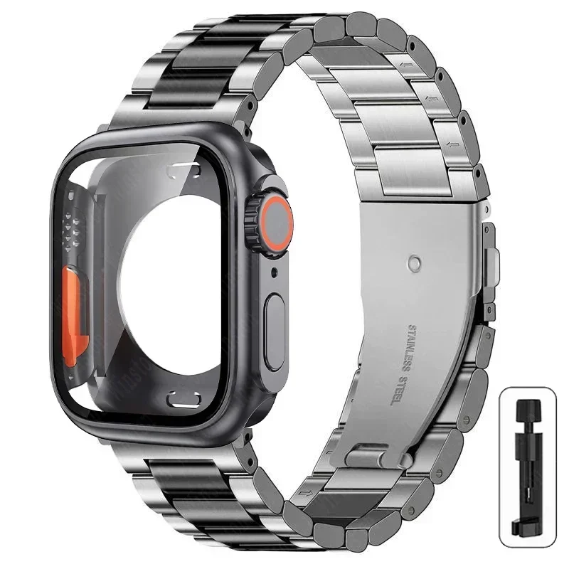 Premium Stainless Steel Watch Strap with Ultra Protective Case