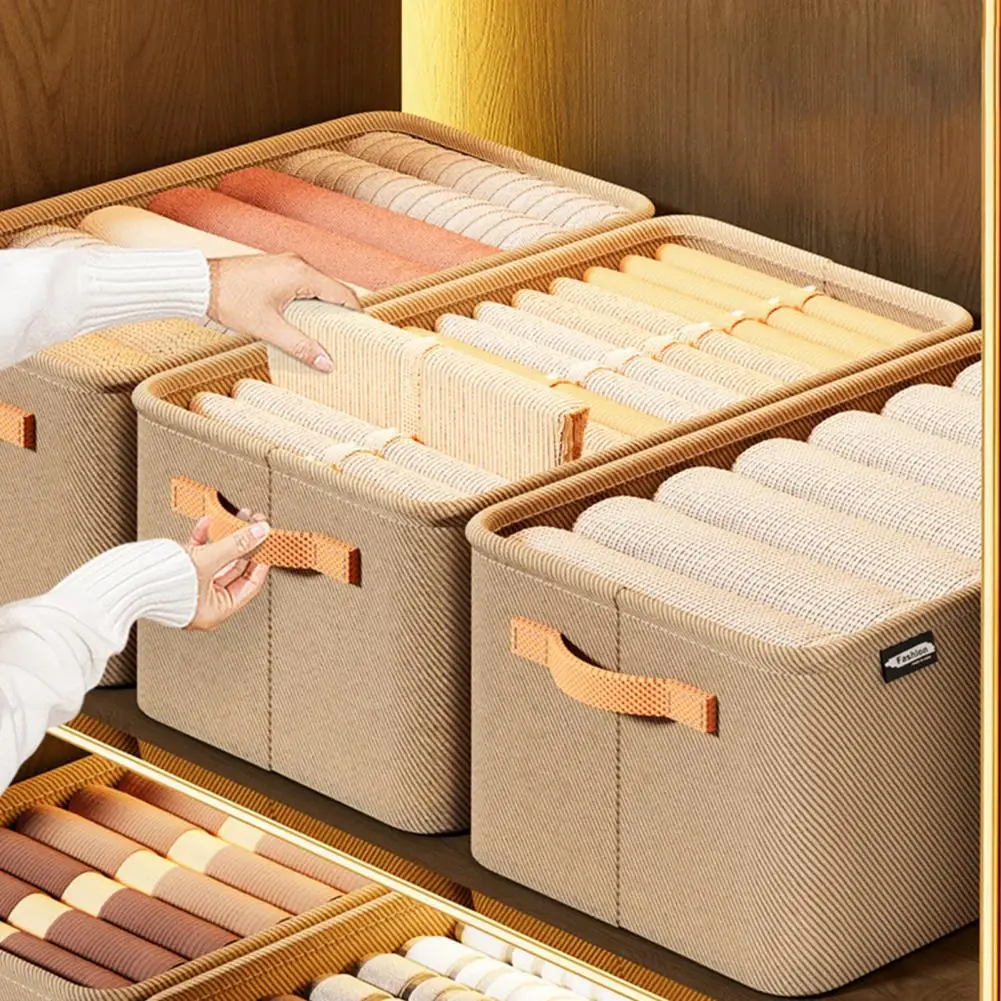 35/42/48cm Non-Woven Closet Organizer Wardrobe Clothes Sweater Storage Basket Sweatshirt Jeans Fabric Storage Box Home Supplies