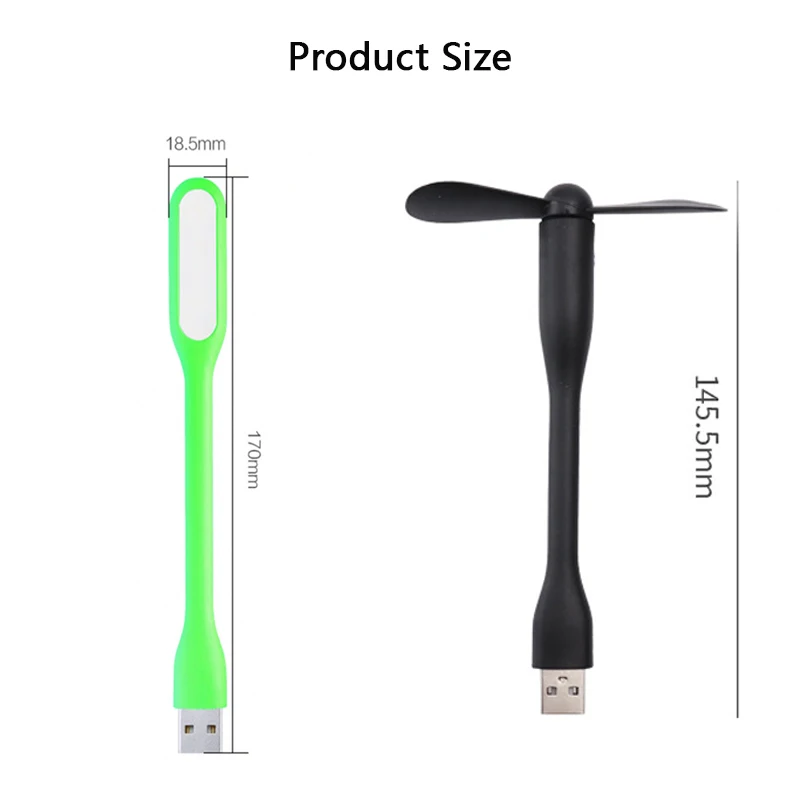 Mini USB Fan and Mini USB Lamp Portable Fans and Lamp for All Power Supply Output Gadgets Summer Night Cool Artifact