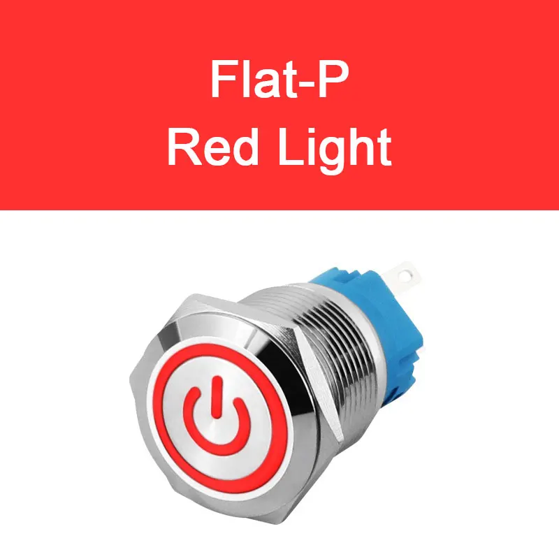 thumbnail image 1 of Botón pulsador de metal de 12 mm, 16 mm, 19 mm y 22 mm, interruptor de encendido y apagado, luz LED, botón circular plano impermeable, 3 V, 6 V, 12 V, 24 V, 110 V, 220 V, IP65, 1 of 5