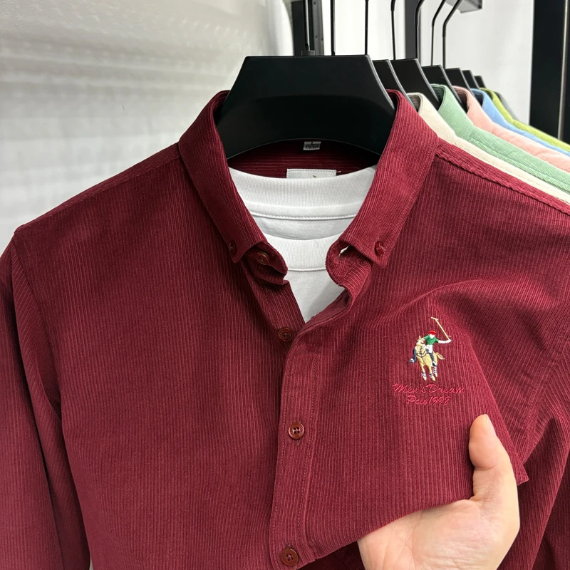 Spring and Autumn New 100% Cotton Long Sleeve Shirt for Men's Business, Leisure, Skin Friendly, Comfortable Collar Shirt Coat