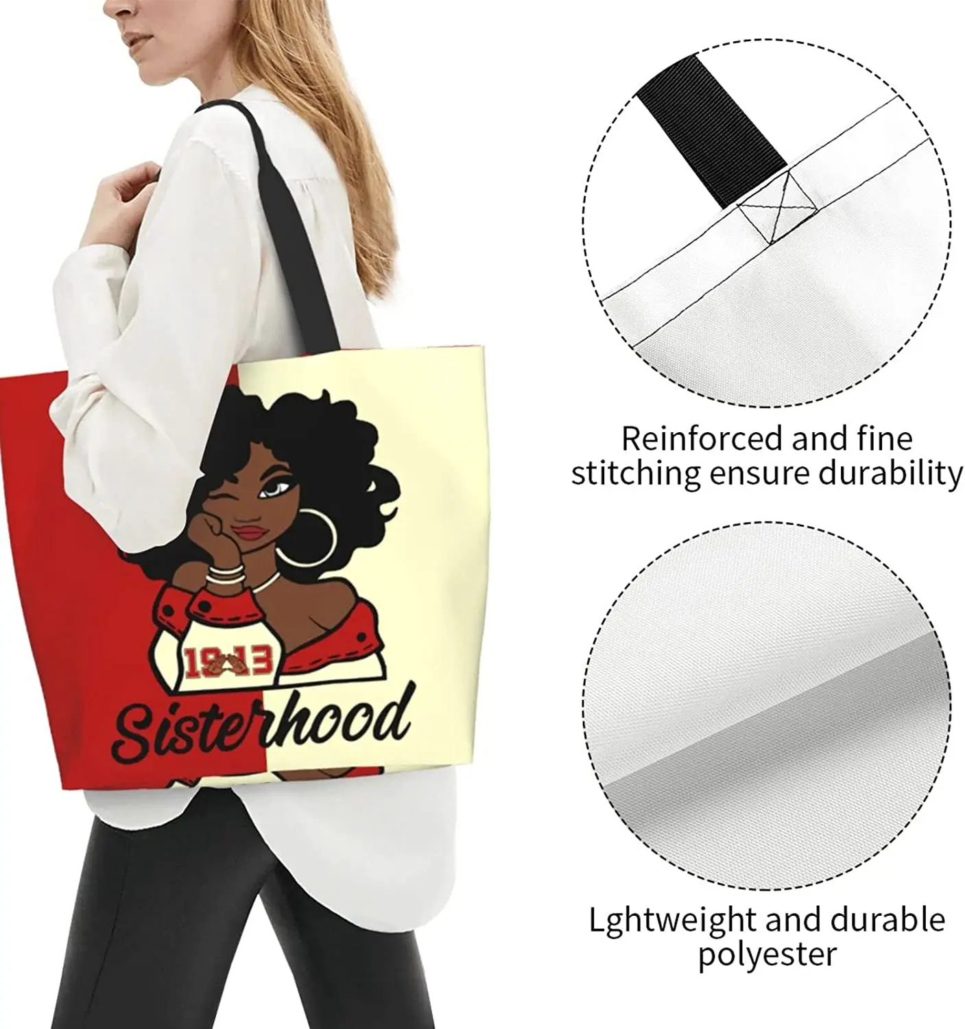 Black Woman Sorority Tote Bag Aesthetic Vintage Designer Handbags for Women Shopping Bags with Travel Grocery Shopping