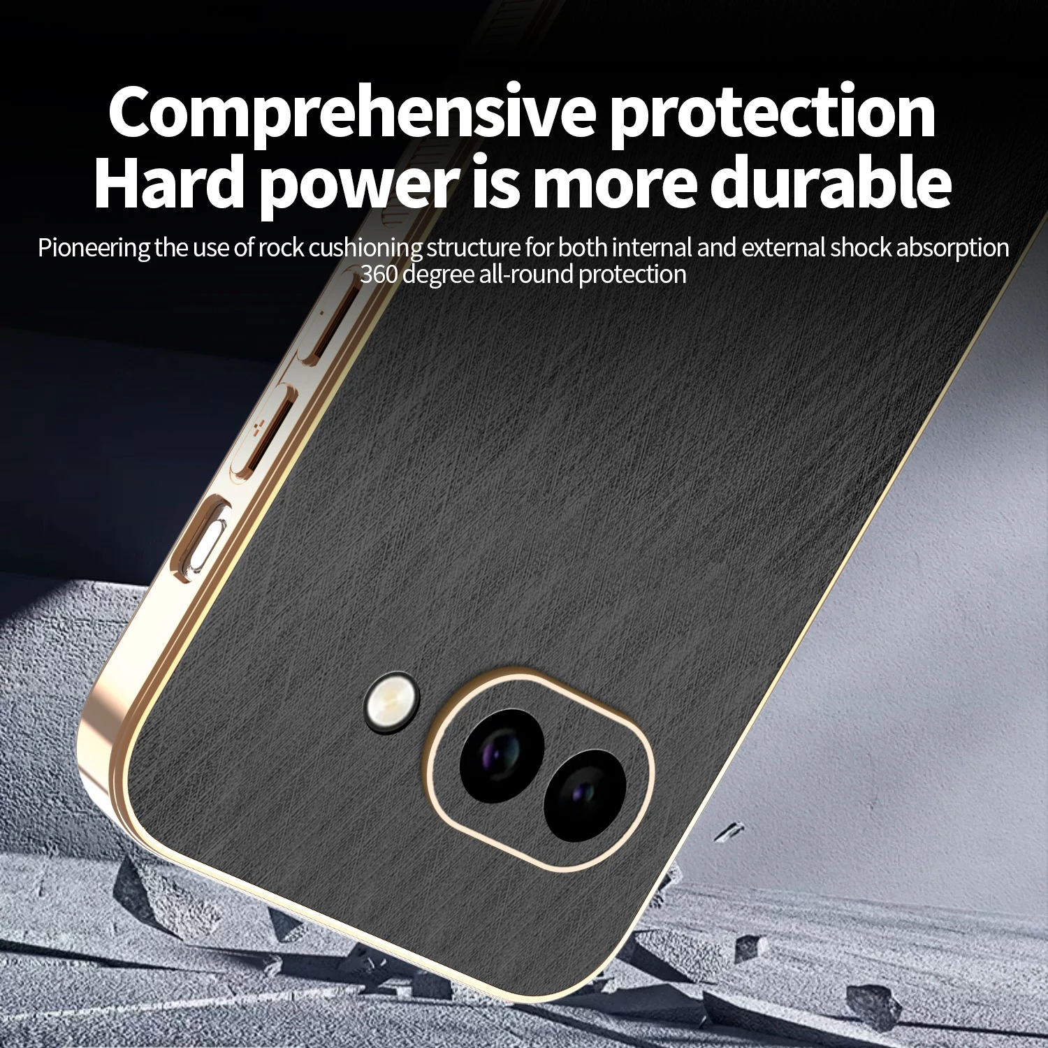 Luxury Gold Silk Texture Leather-Plated Shockproof Case