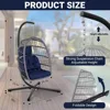 Patio Rattan Wicker Hanging Swing Egg Chair Hammock Chair for Porch Garden,Thickened Aluminum Alloy Steel Frame 4