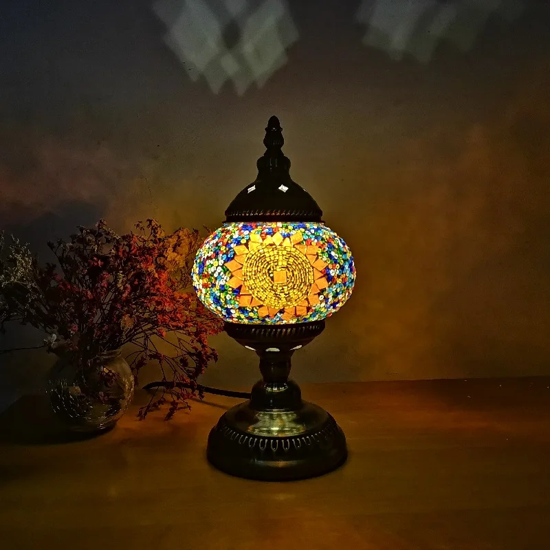 DIY Turkish Mosaic Light Material Package Handmade Table Lamp Design Lovers Parent-child Glass Night Lampara Birthday Gift 4