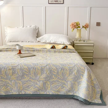 100% 코튼 거즈 담요, 퀸 사이즈 침대 린넨, 자카드 침대, 격자 무늬 스티치 커버, 가정용 침구, 침대 시트