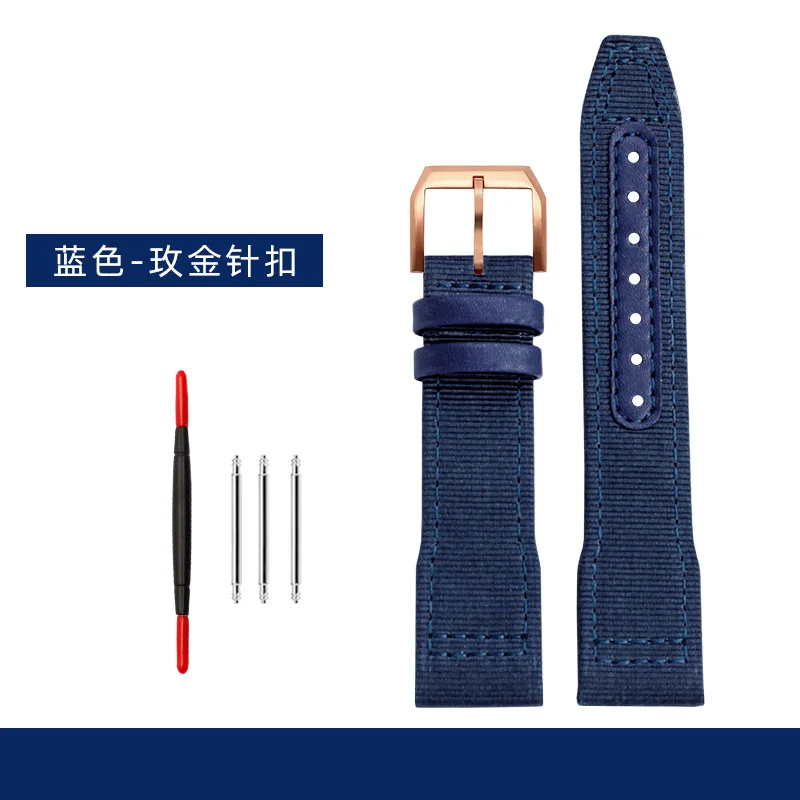 thumbnail image 1 of Pulsera azul y verde de alta calidad para reloj IWC de piel auténtica de nailon Big Pilot Little Prince Mark 18, correa de reloj de 20, 21 y 22 mm, 1 of 5