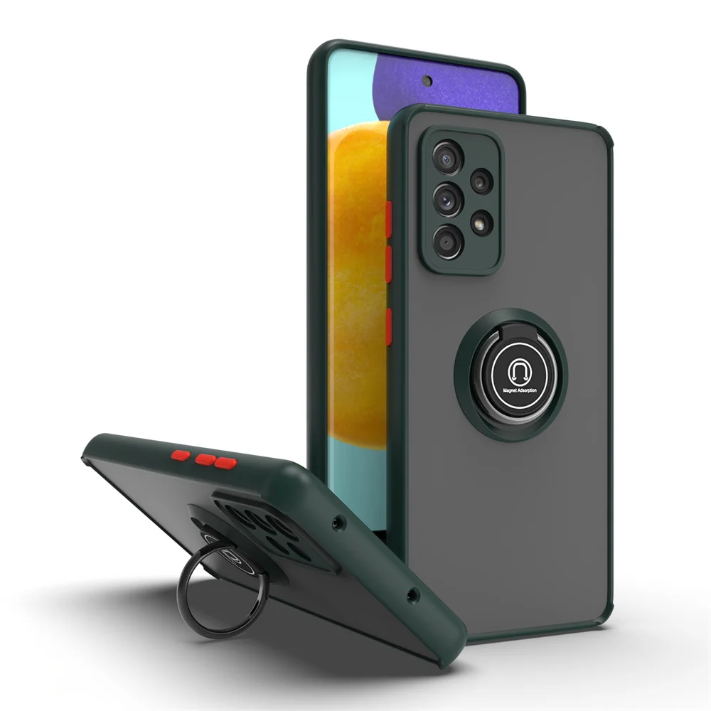 Magnetic Matte Shockproof Ring Holder Case - Enhanced Protection