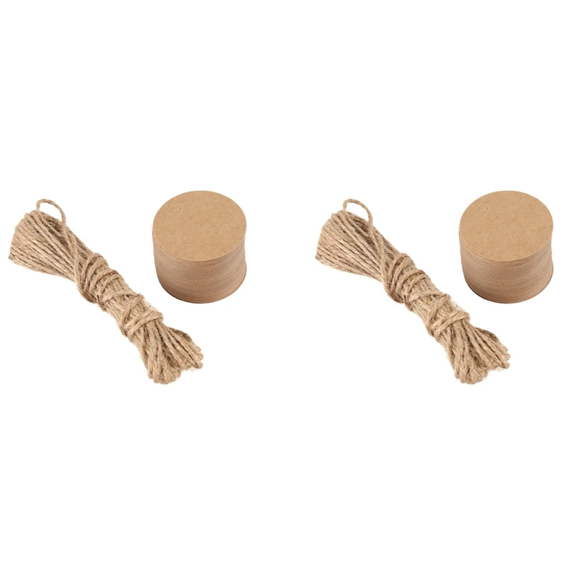 

100Pcs Round Kraft Gift Tag With Jute Cord