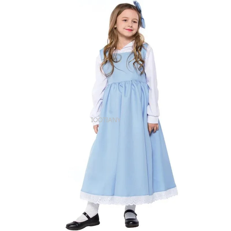 

New Children's Blue And White Maid Performance Costume Theatre Carnival Fairytale Cosplay Costumes Children's Stage Fancy Dress