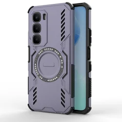 Enhanced Heat Dissipation Shockproof Magnetic Phone Case with TPU Frame and Hard Plastic Back for Infinix Hot 60 5G (Purple)