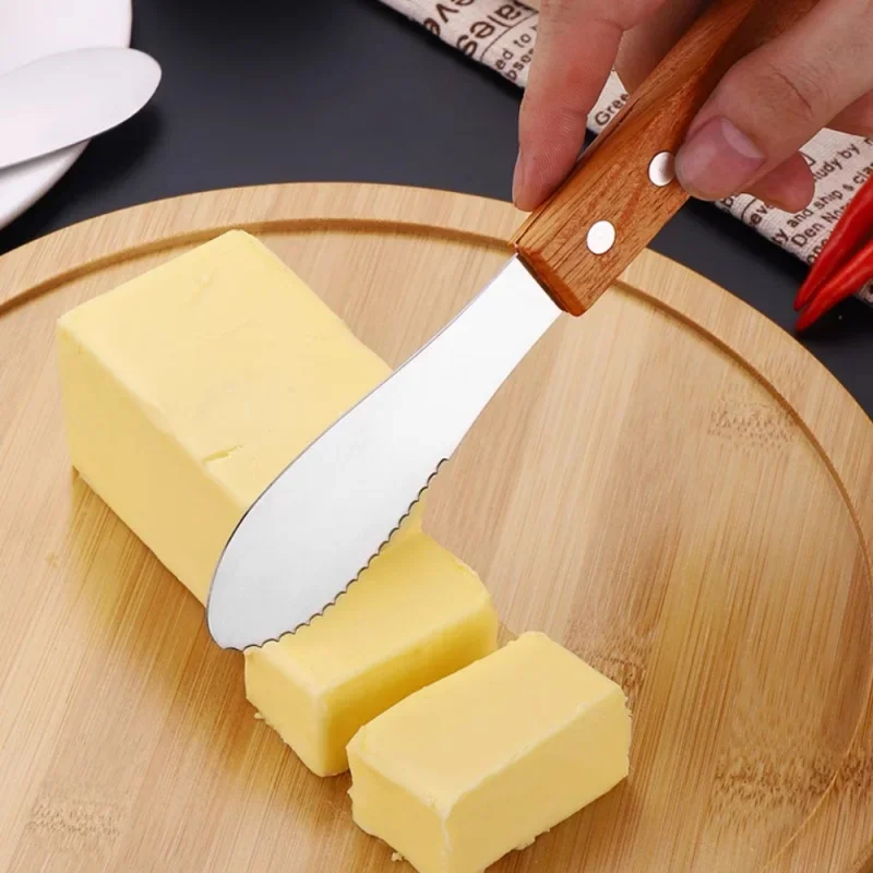 Cheese Butter Knife 1Pc Stainless steel cream cheese butter knife wooden handle sandwich cheese and jam spread tool kitchen utensils