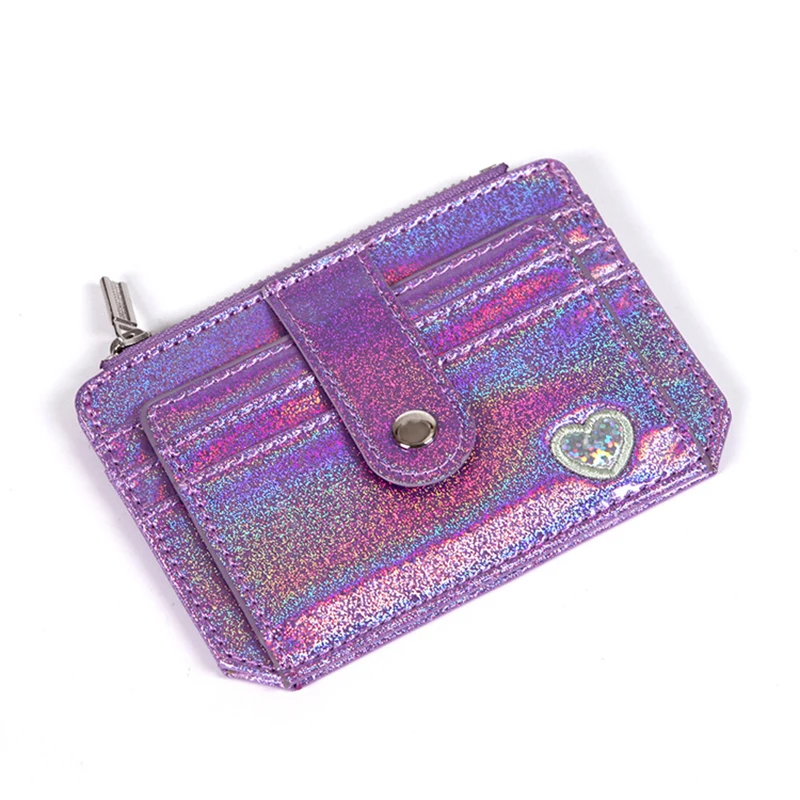 thumbnail image 1 of Cartera con lentejuelas y bordado de amor para mujer, con hebilla y cierre de cremallera, minicarteras, ultrafinas, de color cristal, 1 of 5
