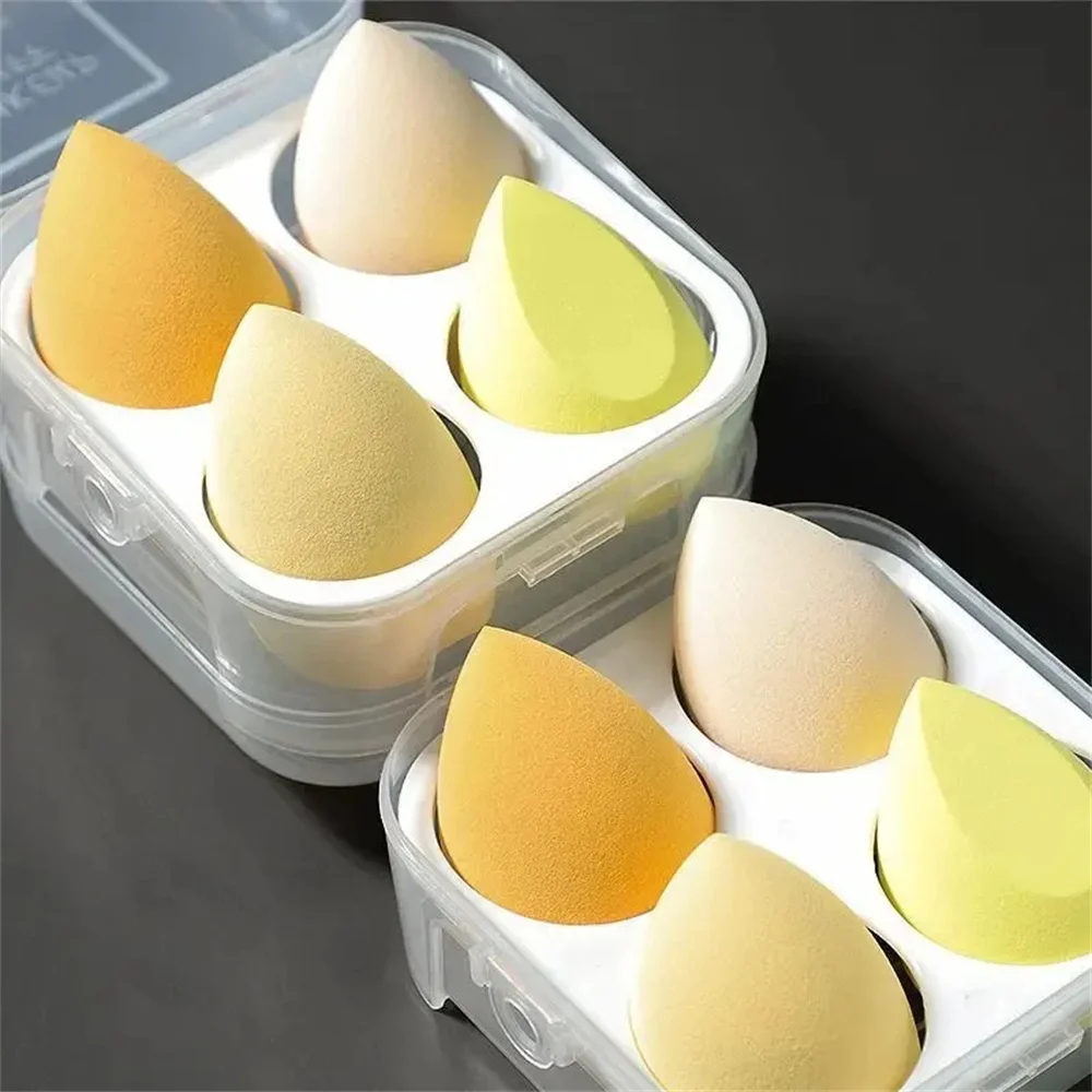 4PCs 메이크업 스폰지 블렌더 미용 계란 화장품 퍼프 부드러운 파운데이션 스폰지 파우더 퍼프 여성용 메이크업 액세서리 미용 도구