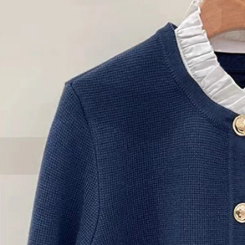 

Early Spring 2024 New Women Detachable Lace Collar Short Cardigan Jacket