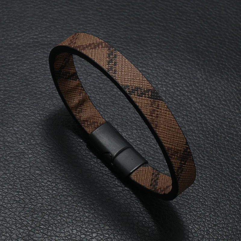 MensFashionLeatherBraceletWovenRopePrintBraceletMensBracelet