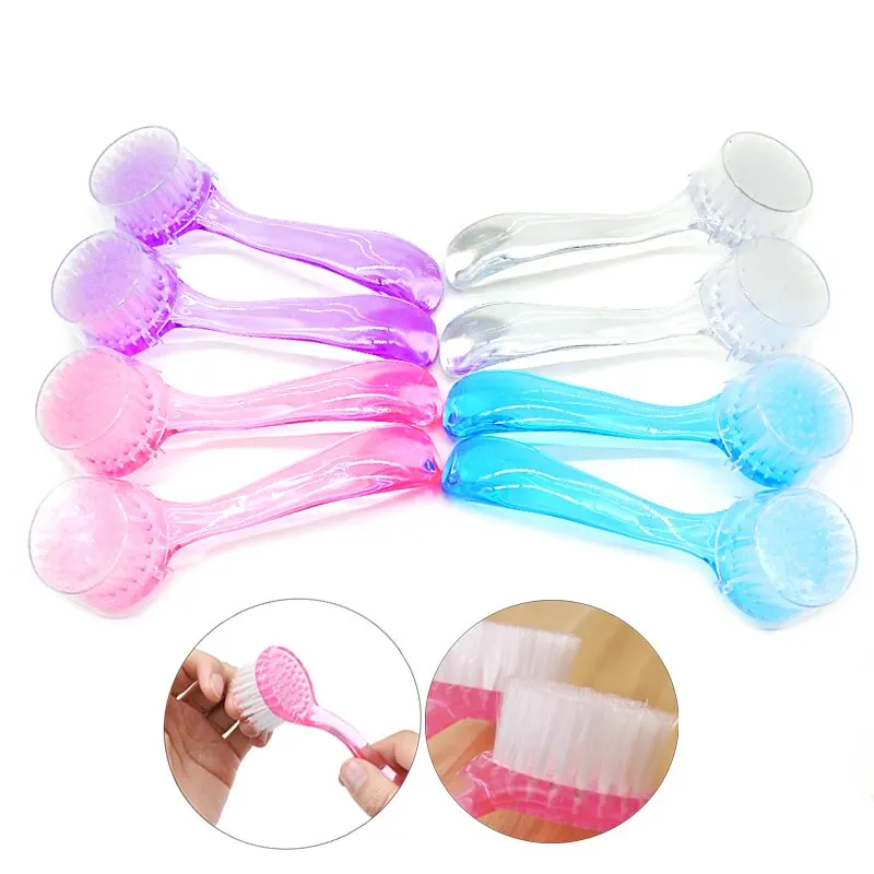 Nail Cleaning Brush New Plastic Nail Brush Soft Remove Dust Make Up Washing Brushes Dust Round Head Powder Clean With Cap Pedicure