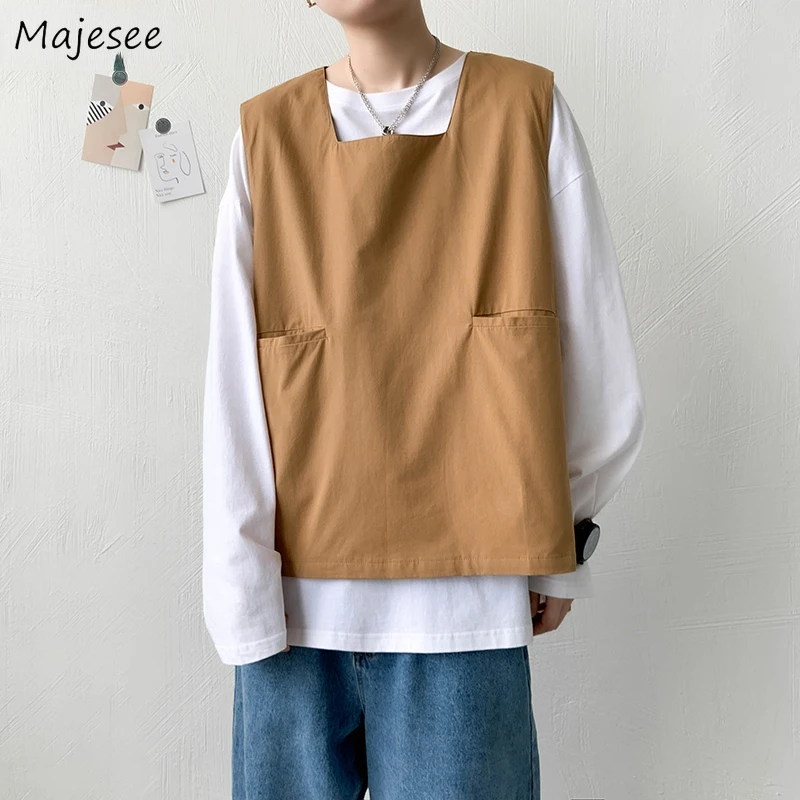 Men Vests Japanese Baggy Popular Cargo Big Pockets Ulzzang College