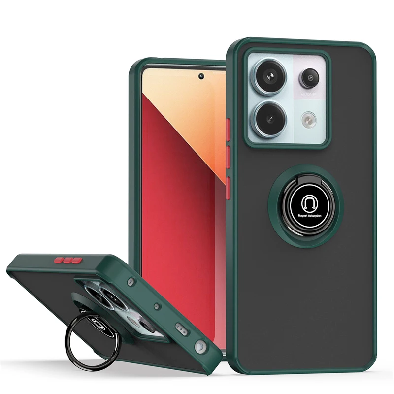 Shockproof Matte Hard Back Cover with Magnetic Ring Holder