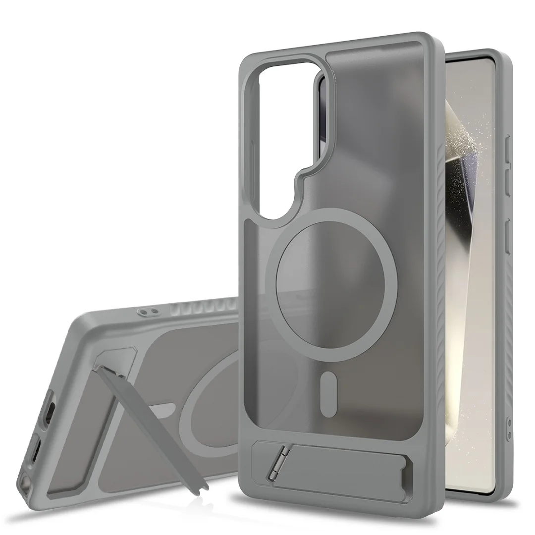 Luxury Magnetic Wireless Charging Kickstand Phone Case with Folding Holder