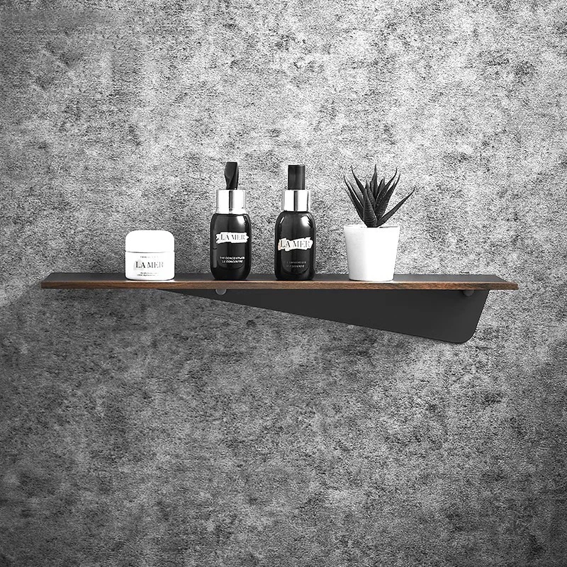 30-50cm Aluminum Bathroom Storage Shelf Black/White Walnut Wall Mounted Bathroom Shower Gel Shampoo Holder Accessories