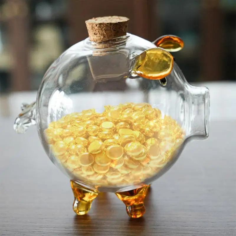 Pig Piggy Bank Money Boxes Coin Saving Box Cute Transparent Glass Souvenir Birth Money Jar Clear Pig Shape Jar Box