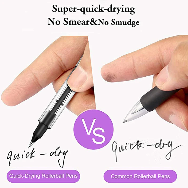 Rollerball pens Deli Rollerball Pens 0.5mm Quick-drying Liquid Ink Stick Ballpoint Blue Gel Pens for Writing Note Taking