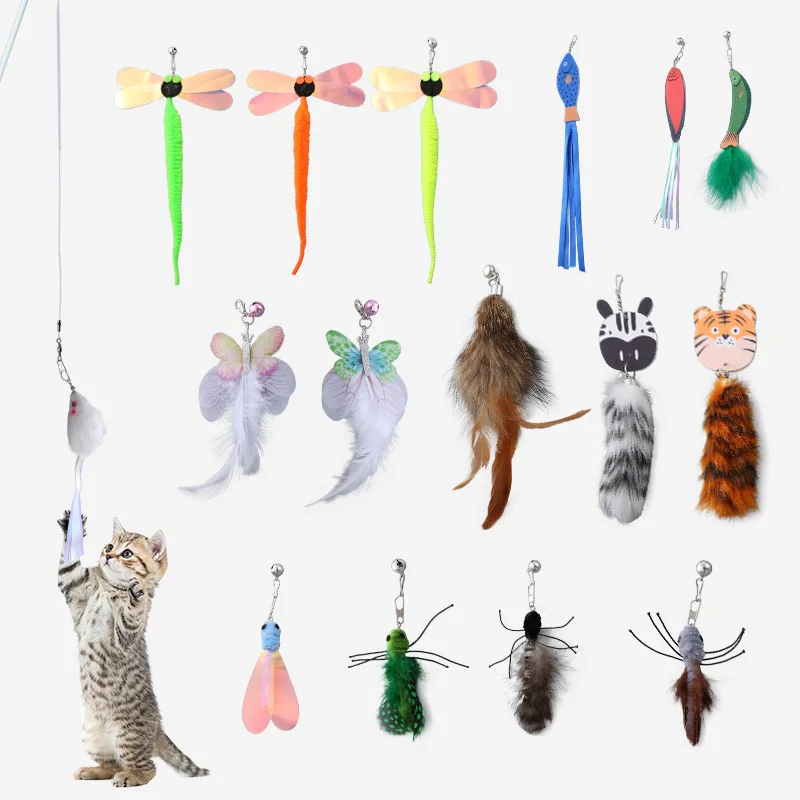 

Replacement Head for Funny Cat Stick Toy Insect Ocean Plush Series Bell Various Kinds Cats Rod Feather Teaser Toy Pet Supplies
