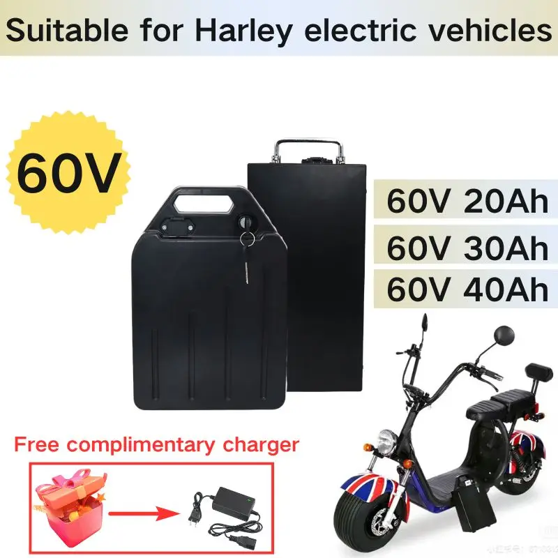 전기 오토바이 리튬 배터리 팩, Citycoco 스쿠터 전기 자전거용 18650, 면세 배송, 60V, 20ah, 30ah, 40ah
